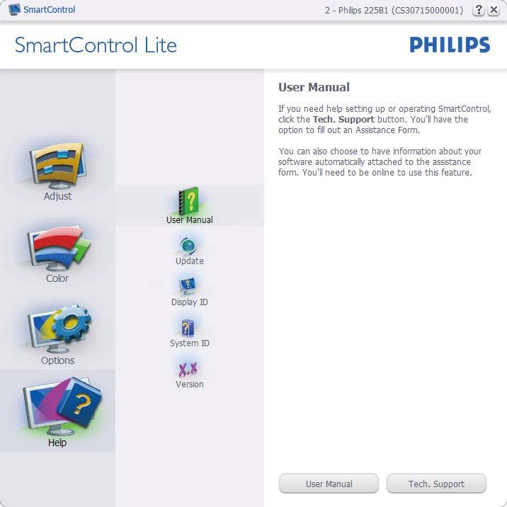 3. Πληροφορίες για το προϊόν Help > User Manual (Βοήθεια >Εγχειρίδιο χρήστη) - Θα είναι ενεργή μόνο όταν έχετε επιλέξει User Manual (Εγχειρίδιο χρήστη) από το αναπτυσσόμενο μενού Help (Βοήθεια).