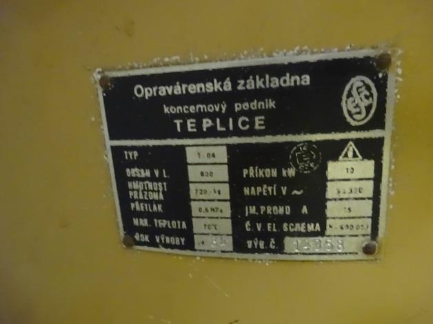 teplota: 70 C o Počet: 1 ks V priestore kuchyne na 2NP vedľa jedálne je inštalovaný zásobníkový ohrievač vody pre kuchyňu. V súčasnosti sa zariadenie už nepoužíva.
