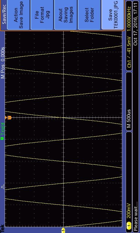 Primer slika formirana na digitalnom osciloskopu Ovaj model osciloskopa je wide screen pa je uobičajena