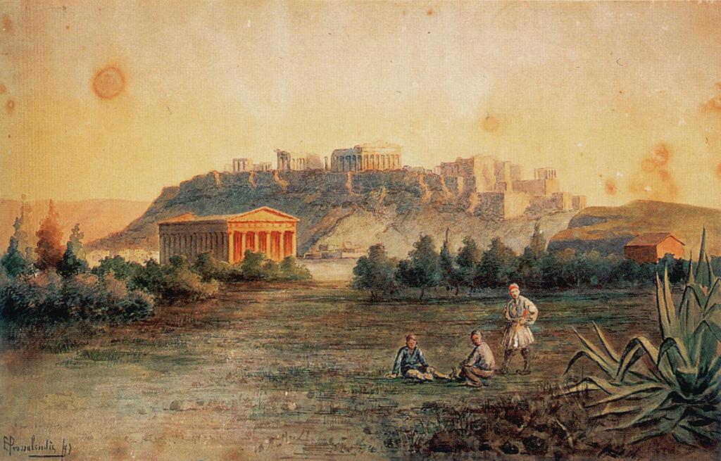 Αιμ. Προσαλέντης (1859-1926), «Η Ακρόπολη», 1897 (Εθνική Πινακοθήκη) Δύο ακόμη νεοελληνικά μυθιστορήματα κατατάσσονται στα πιο αξιόλογα της πρώτης αυτής περιόδου της νεοελληνικής
