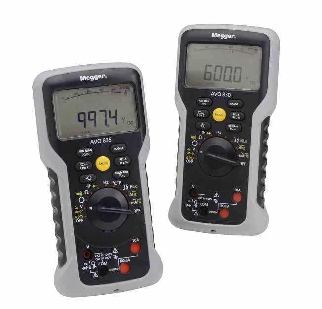 Multimetre pre elektroinžinierov Séria AVO800 Meranie skutočnej efektívnej hodnoty (TRMS) napätia a prúdu, meranie odporu, vodivosti, kapacity, frekvencie a teploty Možnosť voľby vstupnej impedancie