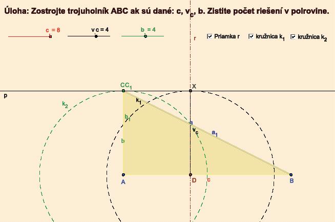 m49 Obrázok 14 Geometrické okno so zadaním a konštrukciou úlohy, kedy má jedno