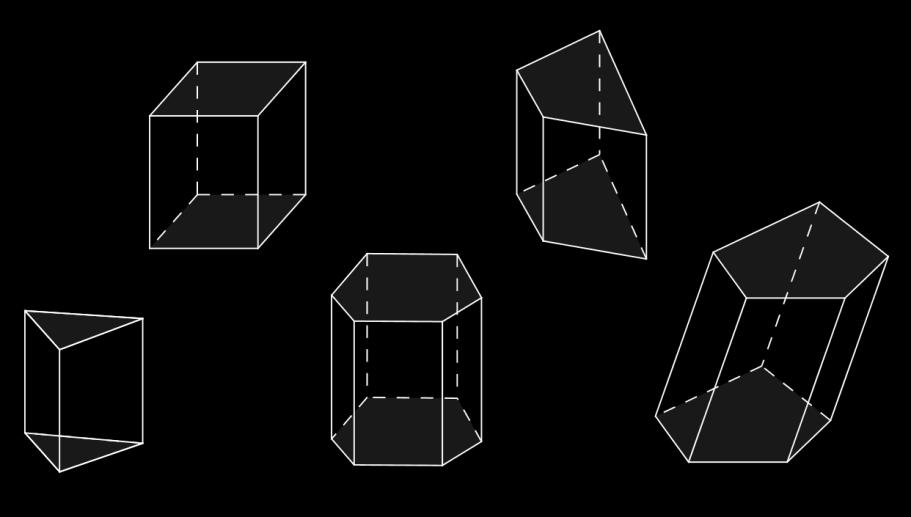 сваког од њих чине по два паралелна подударна многоугла (троугла, четвороугла, петоугла,.