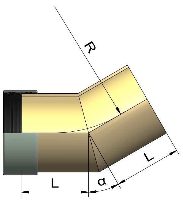 Oblúky (kolená) DN 1100-3600 C01 TVAROVKY 1-30 31-60 61-90 Inštalačné dĺžky segmentových kolien sú podľa tried špecifických štandardov. Kolená môžu byť dodané v rozmeroch pre projektové riešenia.