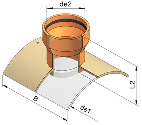 Sedlá DN 300-700 C05 TVAROVKY GRP Kamenina PVC HOBAS lepené a skrutkované sedlá sú určené pre dodatočne prevádzané prípojky pre beztlakové potrubia. Odbočky sú štandardne vyrábané pod uhlom 90.