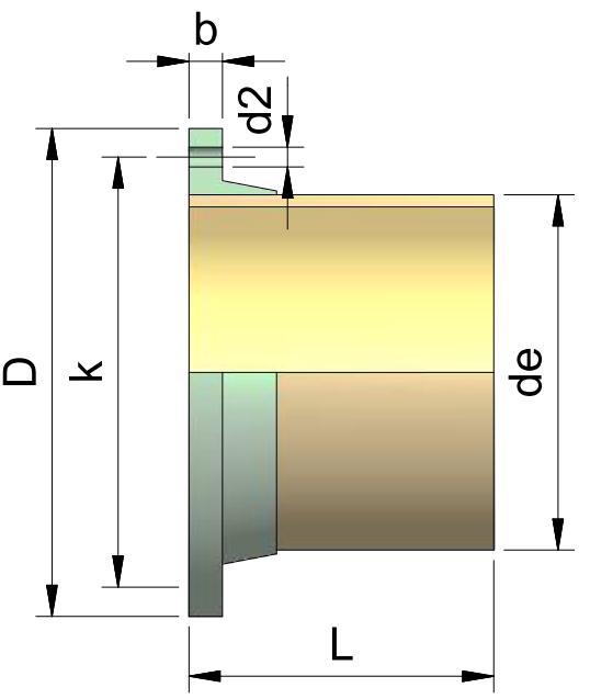 F - kus s GRP pevnou prírubou C08 F - kus s pevnou prírubou pozostáva z kusu potrubia rovnakej tlakovej triedy ako potrubný systém a prírubového prstenca pripevneného k rúre.
