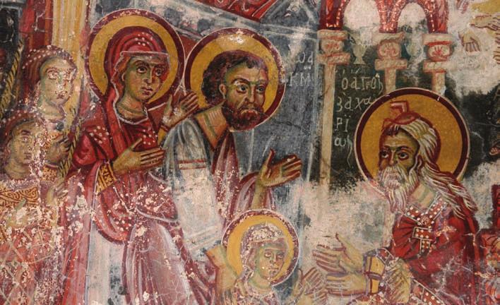 ΟΙ ΤΟΙΧΟΓΡΑΦΙΕΣ ΤΟΥ ΝΑΟΥ ΤΗΣ ΠΑΝΑΓΙΑΣ ΣΤΟΝ ΚΙΣΣΟ ΑΓ. ΒΑΣΙΛΕΙΟΥ 167 αναπτύσσεται στο εσωτερικό µιας ευρύχωρης οικίας, µε πεσσίσκους και ζωγραφικό διάκοσµο στα χαµηλά µέρη των τοίχων.
