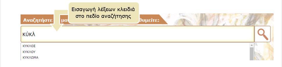 του αποθετηρίου. Πληκτρολογήστε στο πεδίο αναζήτησης μία ή περισσότερες λέξεις που χαρακτηρίζουν τα μαθησιακά αντικείμενα που αναζητάτε.