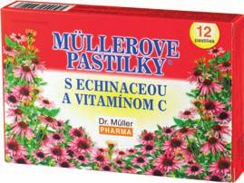 Müllerove pastilky s echinaceou a vitamínom C (imunita) Výživový doplnok Echinacea podporuje imunitný systém a obranyschopnosť organizmu pomocná terapia pri opakujúcich sa infekciách horných ciest