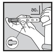 ένεση. Μην απομακρύνετε την προγεμισμένη συσκευή τύπου πένας κατά τη διάρκεια χορήγησης της ένεσης. 6. Θα δείτε να μετακινείται μια κίτρινη ένδειξη μέσα στο παράθυρο κατά τη διάρκεια της ένεσης.