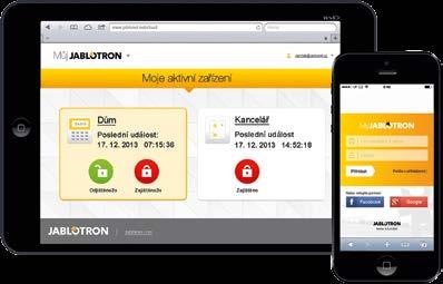 MyJABLOTRON JABLOTRON prichádza s ďalšími možnosťami, ako môžete pohodlným spôsobom vzdialene sledovať a ovládať svoj alarm.