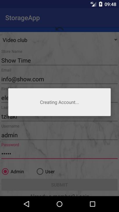 Εικόνα 20:Register Activity,successfully registration and Verify User Activity Στην επιλογή choose your store type έχουμε