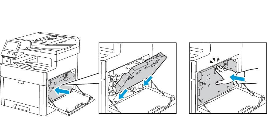 Συντήρηση 10. Για να επανατοποθετήσετε την κασέτα υπολειμμάτων, κατεβάστε το κάτω μέρος της κασέτας στη θέση της.