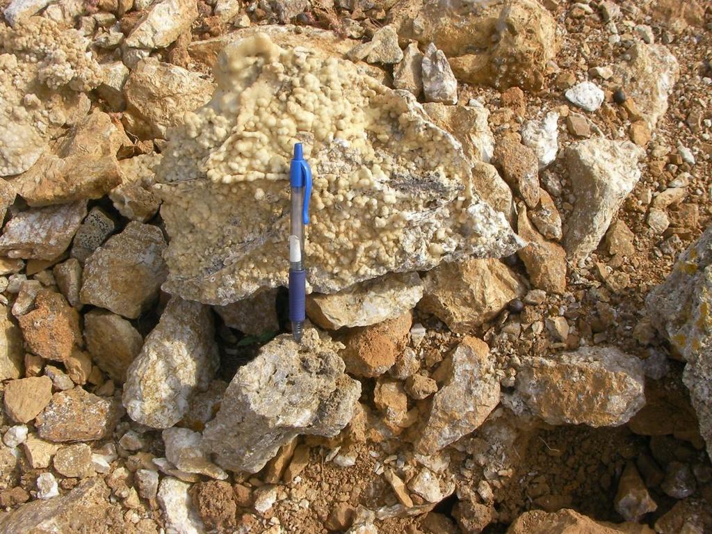 71 Εικόνα 60. Δείγμα από πέτρωμα με βοτρυοειδείς αποθέσεις ασβεστίτη (τραβερτίνης?