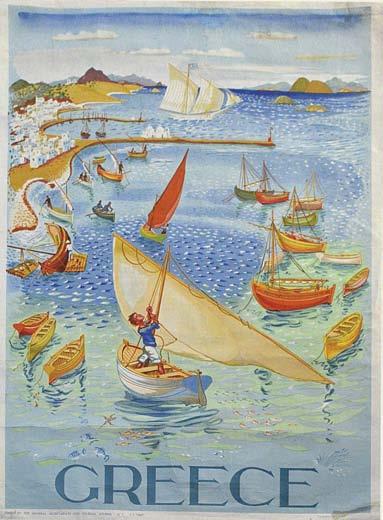 400-600 459 ΒΑΣΙΛΕΙΟΥ, Σπ. Greece. Ἀθήνα, Ἀσπιώτη-ΕΛΚΑ, 1947. Χρωμολιθόγραφη ἀφίσα, 990 x 700 mm.