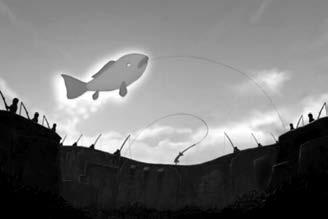 Thessaloniki IFF-2015 / 70 Years of Greek Animation Fish Σκηνοθεσία/Direction: Ντένης Κωνσταντίνου/Denis Constantinou, 2009, 3 Μια σειρά από απαράλλαχτους γκρίζους ανθρώπους ψαρεύουν από μια