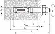 METĀLA ENKURI CAUREJOŠĀ BULTSKRŪVE UZSTĀDĪŠANAS PARAMETRI ENKURA IZMĒRS Enkura izmērs L f d 0 h 1 t fix mm mm mm mm mm 6x40 40 18 6 35 2 6/15 65 28 6 50 15 6/50 100 28 6 50 50 8x50 50 25 8 45 2 8/10