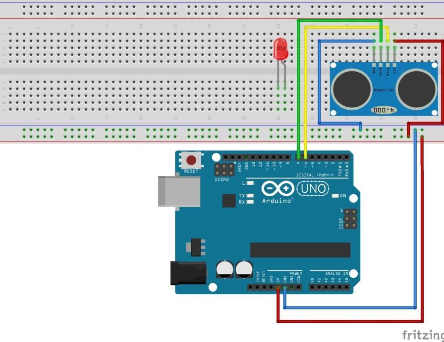 Βήμα 8 Τοποθετούμε το LED πάνω στο breadboard, με την άνοδο (μακρύ ποδαράκι) στραμμένη