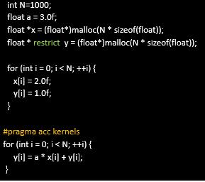 Χρήςη restrict για την αποφυγή του pointer aliasing Μια κατάλλθλθ εκδοχι του κϊδικα SAXPY (με τθ χριςθ δεικτϊν ): Για τθν αποφυγι του φαινομζνου pointer aliasing, γίνεται χριςθ του restrict.