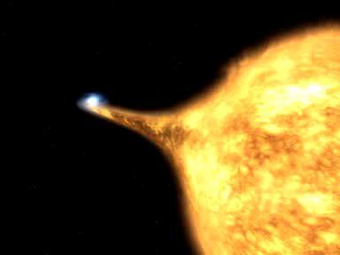 Supernovy typu Ia Progenitormi sú interagujúce dvojhviezdy zložené z (kyslíkovo uhlíkového) bieleho trpaslíka (WD), na ktorého