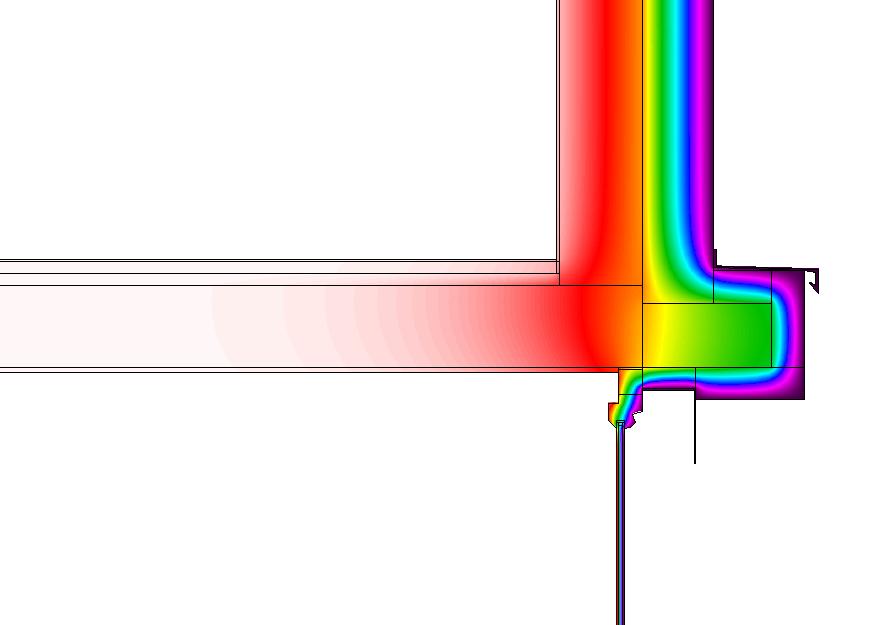 Detail č.5 Detail styku okna pri rímse nad 1NP, plechový žalúziový box Výpočtový model θ e = -13 C h e = 25 W/m 2 K θ ai = +20 C h i = 2,86 W/m 2 K Minerálna vlna hr. 220mm Minerálna vlna hr.