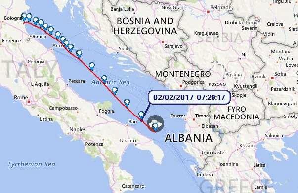 οποία το πλοίο πέρασε από το σημείο αυτό.