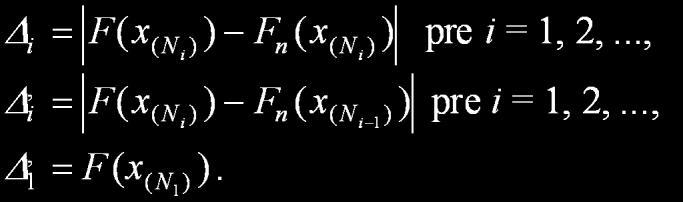 0, 0,95 Príklad 4 Kolmogorovov test Kolmogorovov test Parametre rozdelena: Premer: 100 Rozptyl: 4 sm.odch.: Alfa 0.01 Rozsah 3 H 0 : Uvedený výberový súbor pochádza z rozdelena N(100; 9).