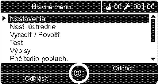 Hlavné menu Hlavné menu v režime Údržba je znázornené nižšie.