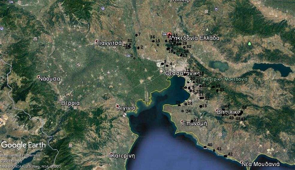 ΧΑΡΤΗΣ 3 ΥΠΟΜΝΗΜΑ ΘΕΣΕΙΣ ΥΕΧ ΣΤΗ ΚΕΝΤΡΙΚΗ ΜΑΚΕΔΟΝΙΑ 1 Βαλτοχώρι 13 Αγγελάκη 25 Καραμπουρνάκι 37 Τούμπα Πετρωτού 2 Αυγό Γέφυρας 14 Ν.Ρύσια-Καρδία 26 Ν.