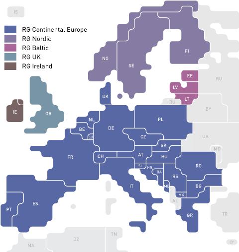 Εικόνα 3.1: Οι Περιφερειακές Ομάδες του δικτύου ENTSO E.