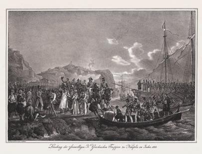 Il giuramento di Lord Byron sulla tomba di Marco Botzari a Missolungi. Βενετία, [μέσα 19ου αἰώνα].