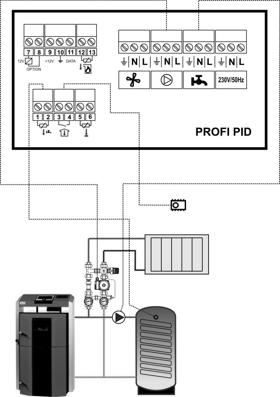10.2 SPLYŇOVACÍ KOTOL + VYKUROVACÍ OKRUH + NABÍJANIE TÚV SK Nastavenie parametrov pre hydraulickú schému