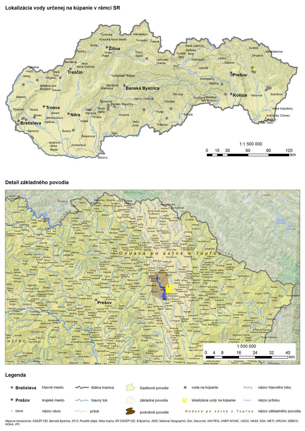 Mapa 1: Lokalizácia vody určenej