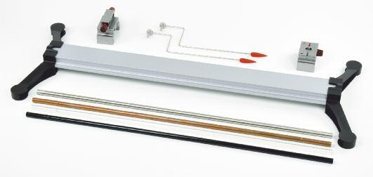 Meranie teploty, tepelná rozťažnosť DT402-1S Súprava pre dĺžkovú rozťažnosť, na stole pozostáva z: 3 2 9 4 1 2 7 8 5 6 1 1 x DS102-50