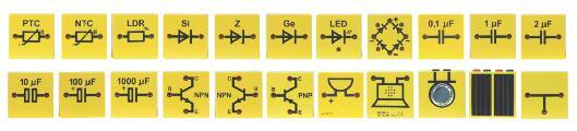 LED- dióda, červená P3710-7T MSP mostíkový usmerňovač ( s LED-diódami) P3710-6D MSP kondenzátor 0,1 µf P3710-6G MSP kondenzátor 1 µf P3710-6H MSP kondenzátor 2 µf P3710-6J MSP kondenzátor 10 µf