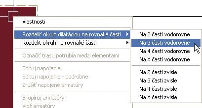 Kapitola 4-Popis funkcií V ďalšom menu si stačí zvoliť smer delenia a počet nových okruhov (Obr.9.1). Keď označíte viacero vykurovacích okruhov, rozdelené budú všetky. Obr. 9.