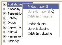 Ľavým tlačítkom myši rozbaľte, označte a vyberte daný materiál.