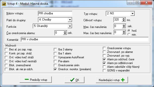 SATEL INTEGRA 47 Obr. 5. Príklad nastavenia vstupu v programe DLOADX.