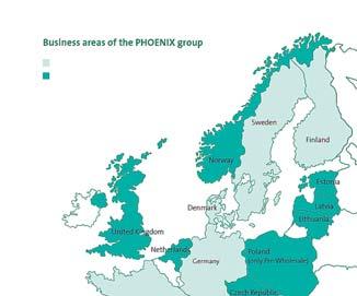 Krajiny, v ktorých pôsobí PHOENIX group veľkodistribúcia veľkodistribúcia a maloobchod zverejnené 31. 1. 2013 zdroj: We deliver health.