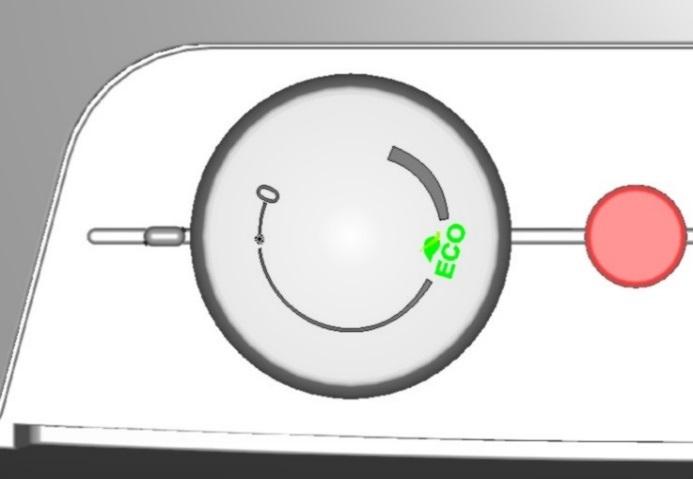 3.1.1 NASTAVENIE TEPLOTY Teplota vody sa nastavuje otočením gombíka termostatu. Požadovaný symbol sa nastaví proti pevnému bodu na ovládacom paneli (Obrázok 12,Obrázok 13). Spodná hranica tep.