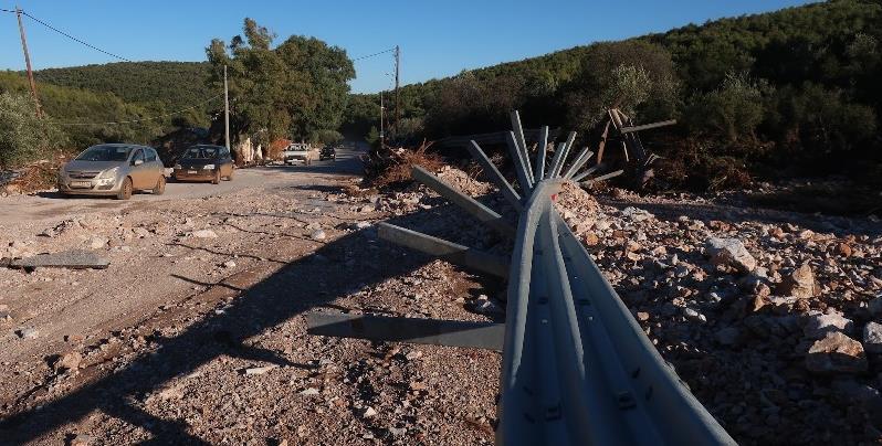 μήκος - Long: 38,099079 12 Ανεπάρκεια Συμβολή υδατορεύματος με δρόμο με κλειστό υδραυλικό έργο. Υπερχείλιση και καταστροφή δρόμου.