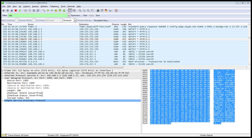 Εικόνα 35: Παράδειγμα UDP 5.6 Επίπεδο 4 TCP/IP :Το επίπεδο Εφαρμογής Το επίπεδο εφαρμογής είναι το μέρος όπου βρίσκονται οι εφαρμογές του δικτύου και τα πρωτόκολλα του επιπέδου εφαρμογής.
