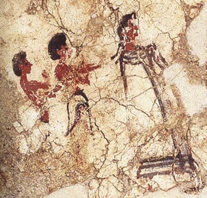 Ζωφόρο της Δυτικής Οικίας του Ακρωτηρίου και τη σαρκοφάγο της Αγίας Τριάδας.