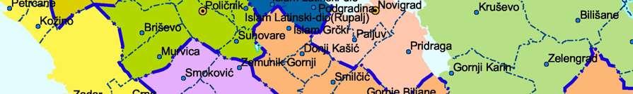 Zapadna i sjeverna granica Općine graniči s Ličko-Senjskom županijom, a istočna granica Općine graniči s Općinom Jasenice.
