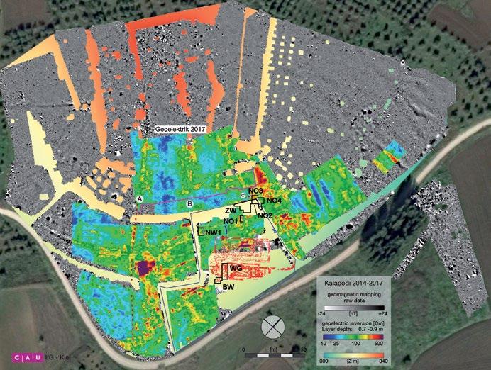ΈΡΕΥΝΕΣ ΠΕΔΊΟΥ ΚΑΛΑΠΟΔΙ 2 Kalapodi, Gesamtergebnis der geophysikalischen Prospektionen 2014 2017 Καλαπόδι, συνολικό αποτέλεσμα των γεωφυσικών διασκοπήσεων 2014 2017 Καλαπόδι Συνεχίστηκαν κατά τα έτη