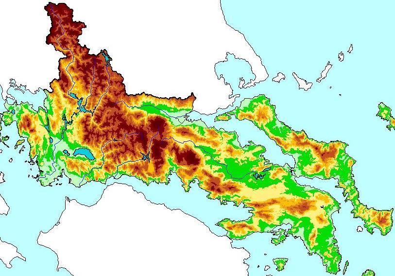 Τοπογραφικές και κλιματολογικές συνθήκες 0 20 40 km Μέση ετήσια βροχή (mm) 301-400 401-600 601-800 801-1000 1001-1200 1201-1400 1401-1600 1601-1800