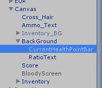 Στη συνέχεια θα κάνουμε drag and drop στο reference το currenthealthpointbar από το Canvas.