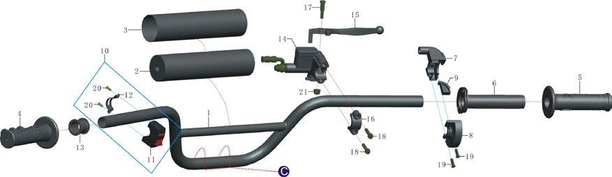 XT125 (XB-21D) HANDLE BAR ASSY.