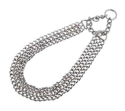 5mm x 50cm XL 3.0mm x 55cm 2XL 3.0mm x 60cm DOUBLE ROW BUCKLE CHAIN W/LEATHER 2.