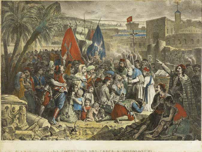 101 Auguste Raffet (1804-1860) La communion des Grecs à Missolonghi (Παρίσι, Ostervald l ainé, 1826) λιθογραφία χαραγμένη από τον Villain με βάση σχέδιο του Raffet, επιχρωματισμένη με το χέρι, 30,3 x